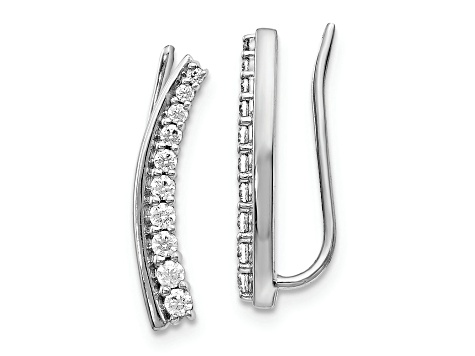 Rhodium Over 14K White Gold Lab Grown Diamond Ear Climber Earrings