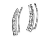 Rhodium Over 14K White Gold Lab Grown Diamond Ear Climber Earrings