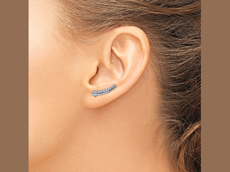 Rhodium Over 14K White Gold Lab Grown Diamond Ear Climber Earrings