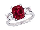 Lab Created Ruby and Lab Created White Sapphire 10k White Gold Ring 6.08ctw