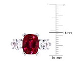 Lab Created Ruby and Lab Created White Sapphire 10k White Gold Ring 6.08ctw