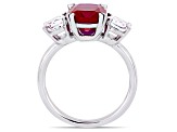 Lab Created Ruby and Lab Created White Sapphire 10k White Gold Ring 6.08ctw