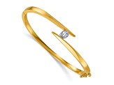 14K Yellow Gold with White Rhodium Diamond Hinged Bangle