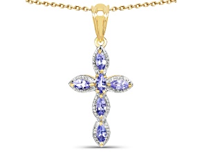 Tanzanite 14K Yellow Gold Over Sterling Silver Necklace 0.84ctw