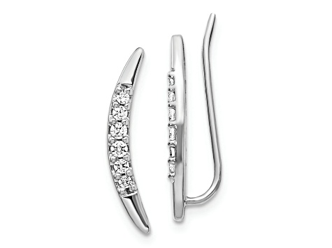 Rhodium Over 14K White Gold Lab Grown Diamond Ear Climber Earrings