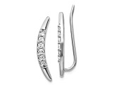 Rhodium Over 14K White Gold Lab Grown Diamond Ear Climber Earrings