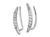 Rhodium Over 14K White Gold Lab Grown Diamond Ear Climber Earrings