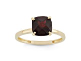 Square Cushion Garnet 10K Yellow Gold Ring 2.30ct