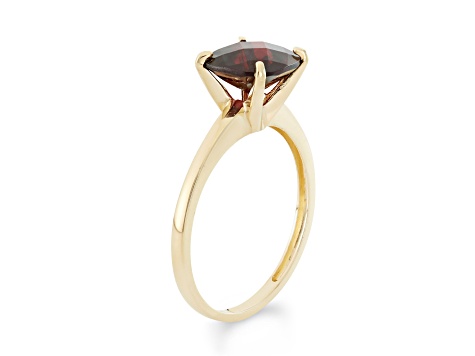 Square Cushion Garnet 10K Yellow Gold Ring 2.30ct