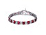 Ruby Red Cubic Zirconia, Rhodium Plated over Sterling Silver Tennis Bracelet