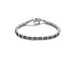 Emerald Green Cubic Zirconia, Rhodium Plated over Sterling Silver Tennis Bracelet
