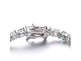 Emerald Green Cubic Zirconia, Rhodium Plated over Sterling Silver Tennis Bracelet