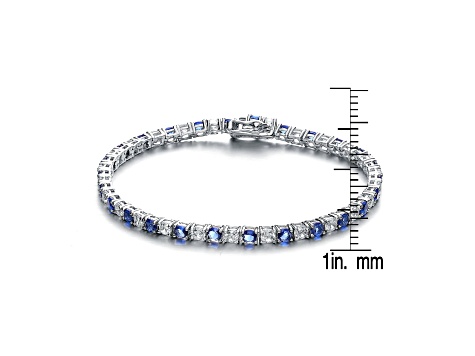 Emerald Green Cubic Zirconia, Rhodium Plated over Sterling Silver Tennis Bracelet
