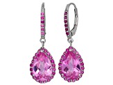 Lab Created Pink Sapphire Sterling Silver Dangle Earrings 9.12ctw