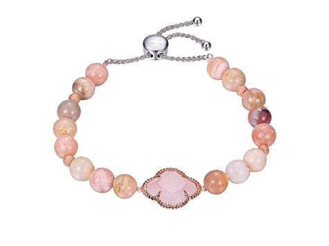 Pink Rose Quartz Sterling Silver Bolo Bracelets