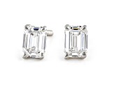 Emerald Cut White Lab-Grown Diamond 18k White Gold Stud Earrings 1.00ctw