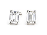 Certified Emerald Cut White Lab-Grown Diamond E-F SI 18k White Gold Stud Earrings 1.00ctw