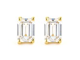 Certified Emerald Cut White Lab-Grown Diamond E-F SI 18k Yellow Gold Stud Earrings 1.00ctw