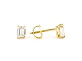 Emerald Cut White Lab-Grown Diamond 18k Yellow Gold Stud Earrings 1.00ctw