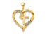 14K Yellow Gold A Diamond Heart Cross Pendant