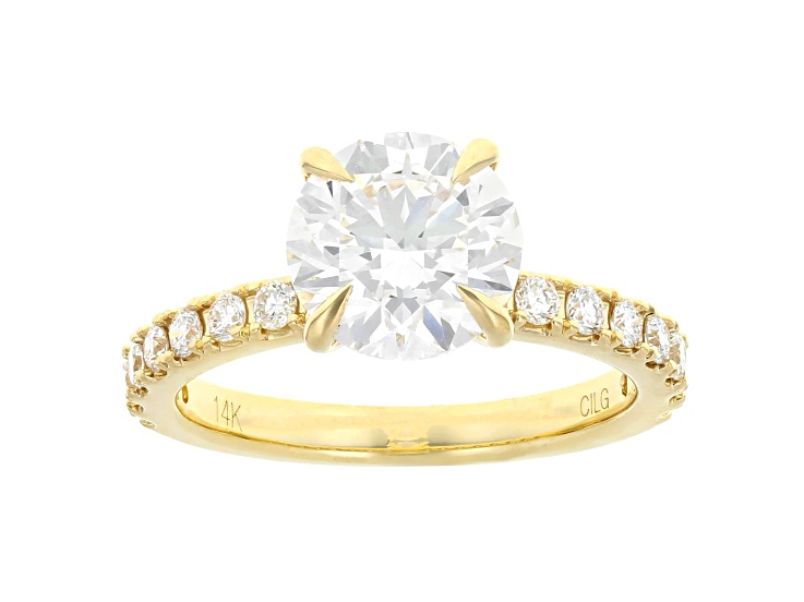 White Lab-Grown Diamond IGI Certified 14k Yellow Gold Ring 3.00ctw ...