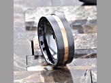 VENICE Black Ceramic Wedding Band with Rose Gold Groove 8mm