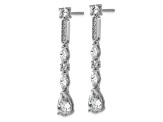 Rhodium Over Sterling Silver Polished Fancy Cubic Zirconia Drop Post Dangle Earrings