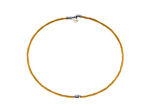 Diamond 18K White Gold and Stainless Steel and 18K Yellow Gold Choker Necklace