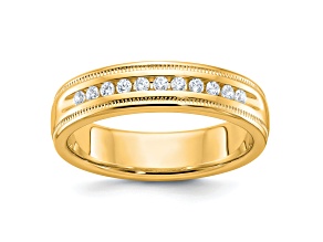 10K Yellow Gold Men's Polished and Milgrain 11-Stone Diamond Ring 0.275ctw