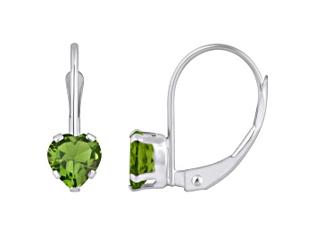 Picture of 5mm Heart Shape Peridot Rhodium Over 10k White Gold Drop Earrings