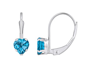5mm Heart Shape Blue Topaz Rhodium Over 10k White Gold Drop Earrings