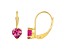 5mm Heart Shape Pink Topaz 10k Yellow Gold Drop Earrings