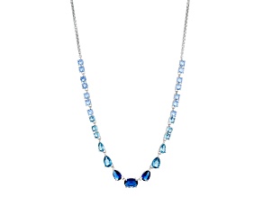 NADRI Spencer Blue Cubic Zirconia Adjustable Slider Necklace - 4.645ctw Rhodium Over Brass