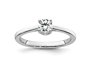 Rhodium Over 14K White Gold Lab Grown Diamond Engagement Ring