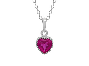 Red Lab Created Ruby Sterling Silver Pendant with Chain 1.00ctw