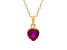 Red Lab Created Ruby 14K Yellow Gold Over Sterling Silver Heart Pendant with Chain 1.00ct