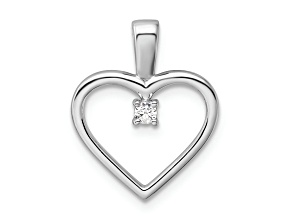 Rhodium Over 14k White Gold Diamond Heart Pendant