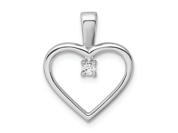 Rhodium Over 14k White Gold Diamond Heart Pendant