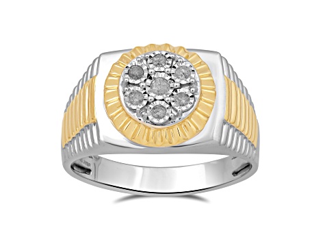 White Diamond 14k Yellow Gold Over Sterling Silver Mens 0.20ctw