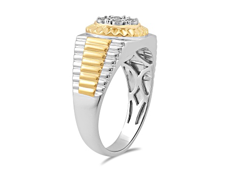 White Diamond 14k Yellow Gold Over Sterling Silver Mens 0.20ctw