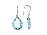 Blue Pear Shape Topaz Sterling Silver Earrings 15ctw