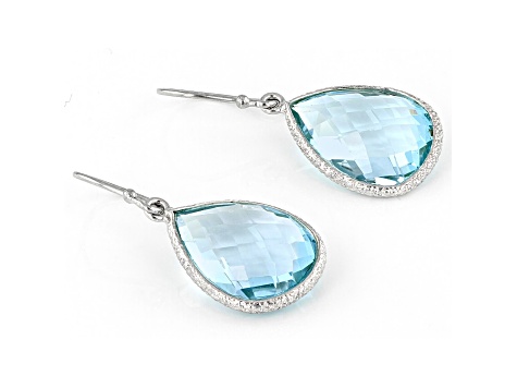 Blue Pear Shape Topaz Sterling Silver Earrings 15ctw