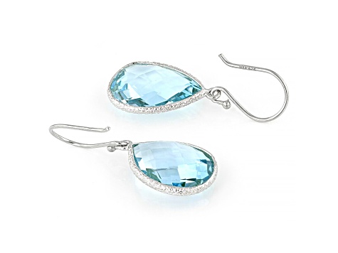 Blue Pear Shape Topaz Sterling Silver Earrings 15ctw