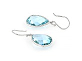 Blue Pear Shape Topaz Sterling Silver Earrings 15ctw