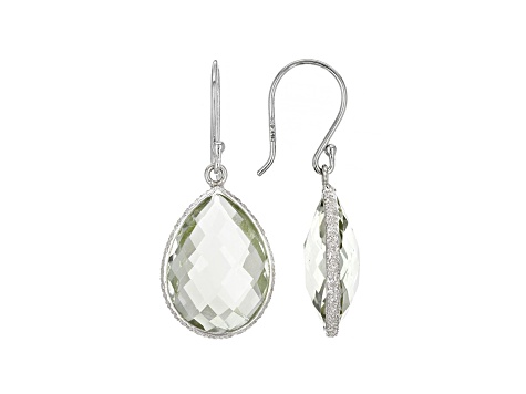 Pear Shaped Prasiolite Sterling Silver Earrings 12ctw