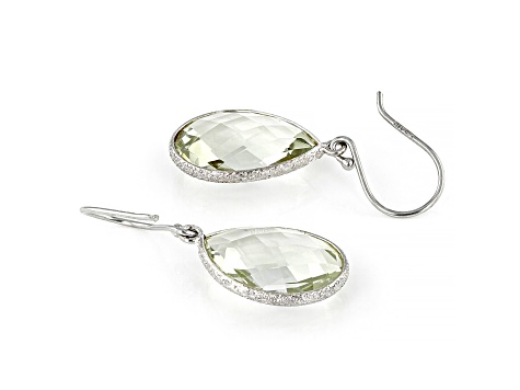 Pear Shaped Prasiolite Sterling Silver Earrings 12ctw