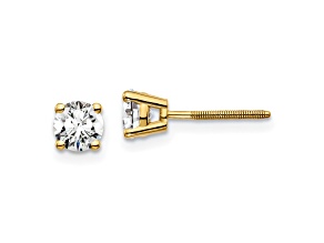 14K Yellow Gold Lab Grown Diamond 3/4ctw Certified VS/SI GH Screw Back 4 Prong Earrings