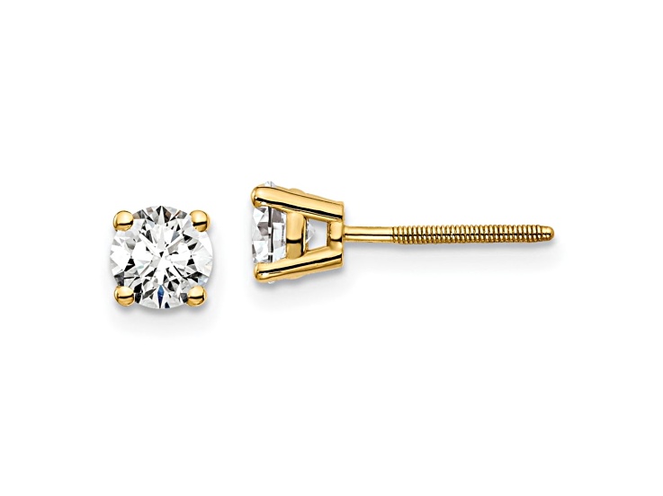 14K Yellow Gold Lab Grown Diamond 3/4ctw Certified VS/SI GH Screw Back 4 Prong Earrings