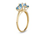 Square Cushion Lab Created Blue Spinel 3-Stone 10K Yellow Gold Ring 1.95ctw