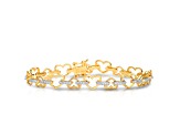 Clear Cubic Zirconia, Rhodium & 14K Gold Plated Sterling Silver Heart Bracelet